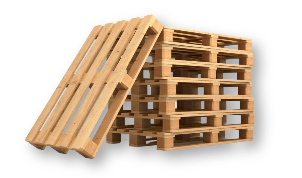 Stos drewnianych palet bez tła, gotowych do użycia w transporcie i magazynowaniu towarów. Solidne palety spełniające standardy logistyczne.